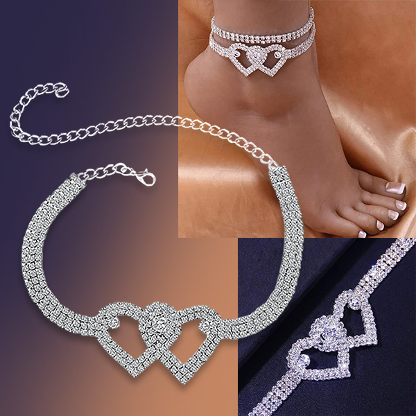 Řetízek na kotník ve tvaru srdce | DIAMONDS