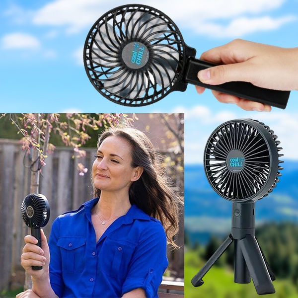 Nabíjecí přenosný mini ventilátor 2 v 1 na stativu | HANDCOLIO