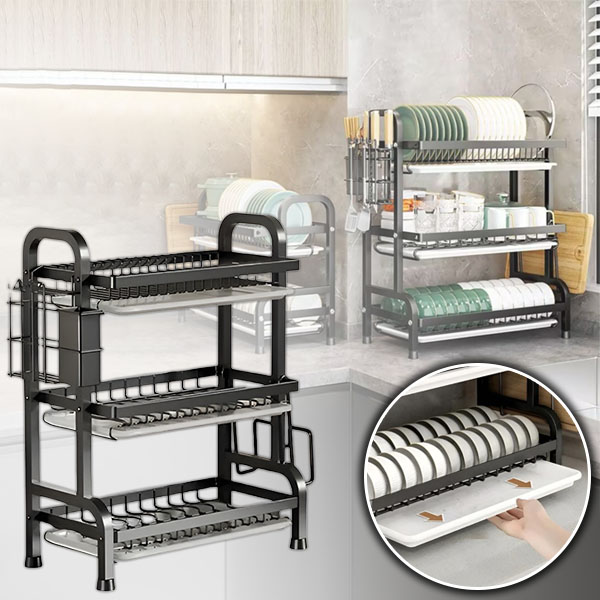 Chytrý vícevrstvý stojan na nádobí pro rychlé a efektivní sušení nádobí | DRYSTACK